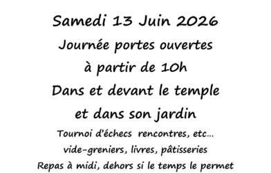 PROTESTANTS EN FÊTE ET JOURNEE PORTES OUVERTES